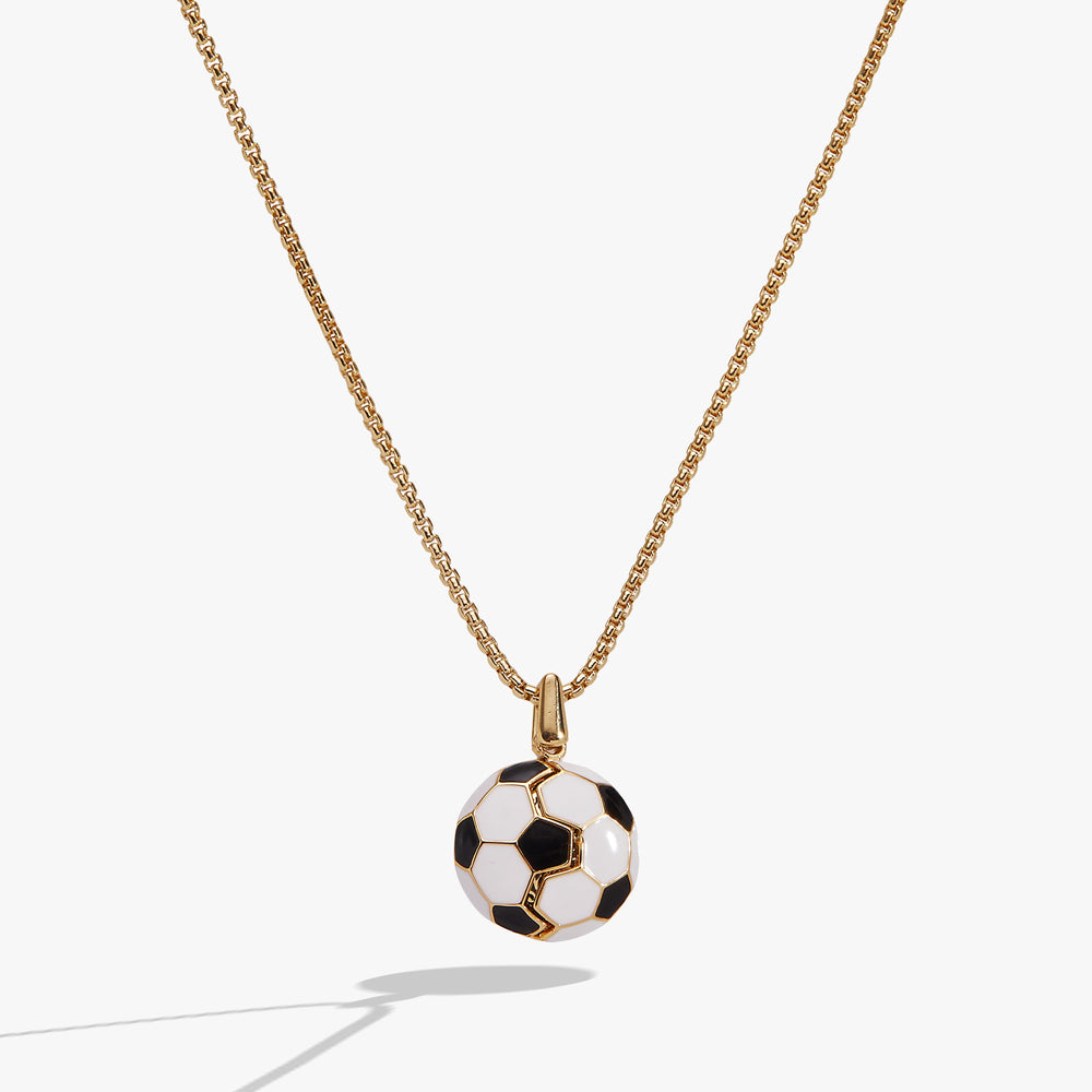Soccer Ball "Control The Ball, Command The Game" Locket Necklace Gold | Alex and Ani
