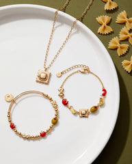 Pasta Girl Beaded Bangle Gold | Alex and Ani