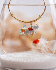 Carnival Carousel Elephant & Goldfish Multi Charm Bangle Gold | Alex and Ani
