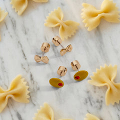 Pasta Girl Stud Earrings Set Of 2 Gold | Alex and Ani