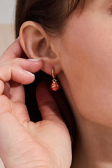 Ladybug Huggie Drop Earrings Gold | Alex and Ani