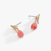 Tulip Cherry Quartz Earrings Gold | Alex and Ani