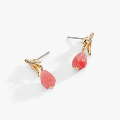 Tulip Cherry Quartz Earrings Gold | Alex and Ani