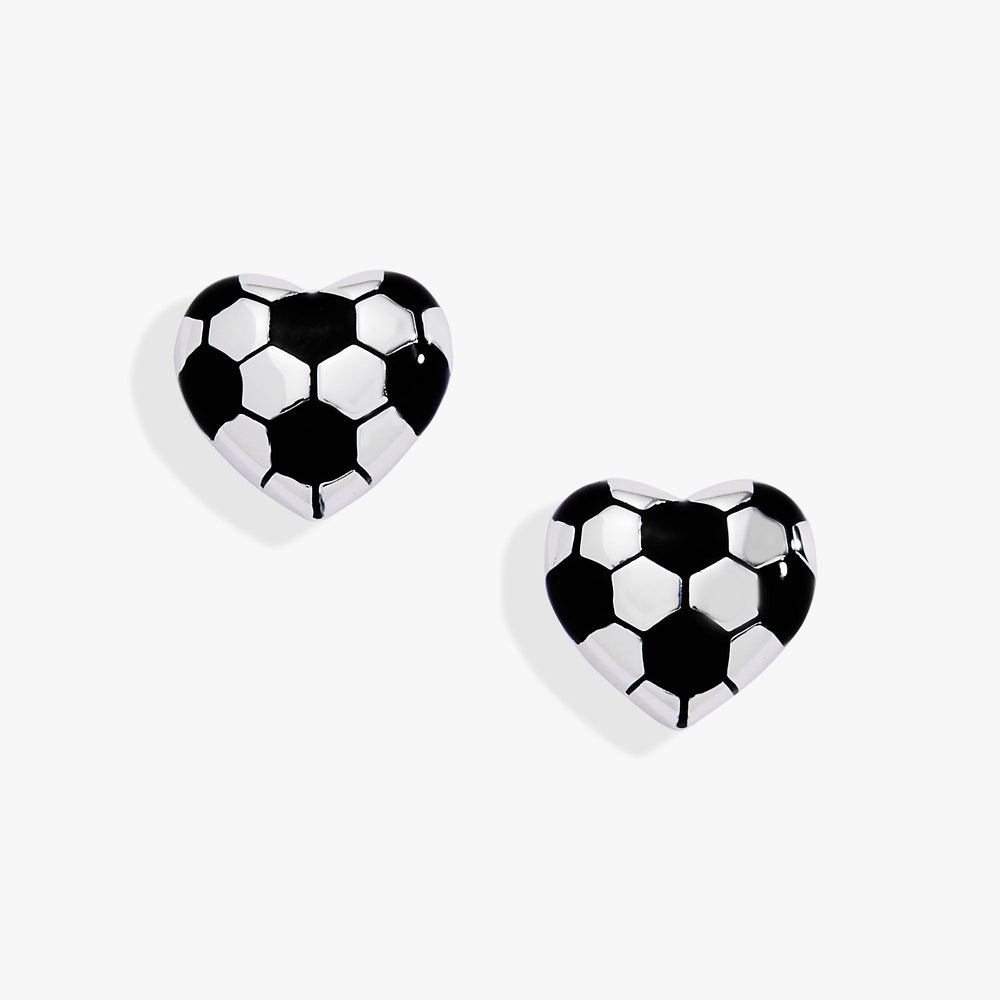 Soccer Heart Stud Earrings Silver | Alex and Ani