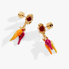 Farmers' Market Sunflower & Rainbow Carrot Drop Earrings Gold | Alex and Ani