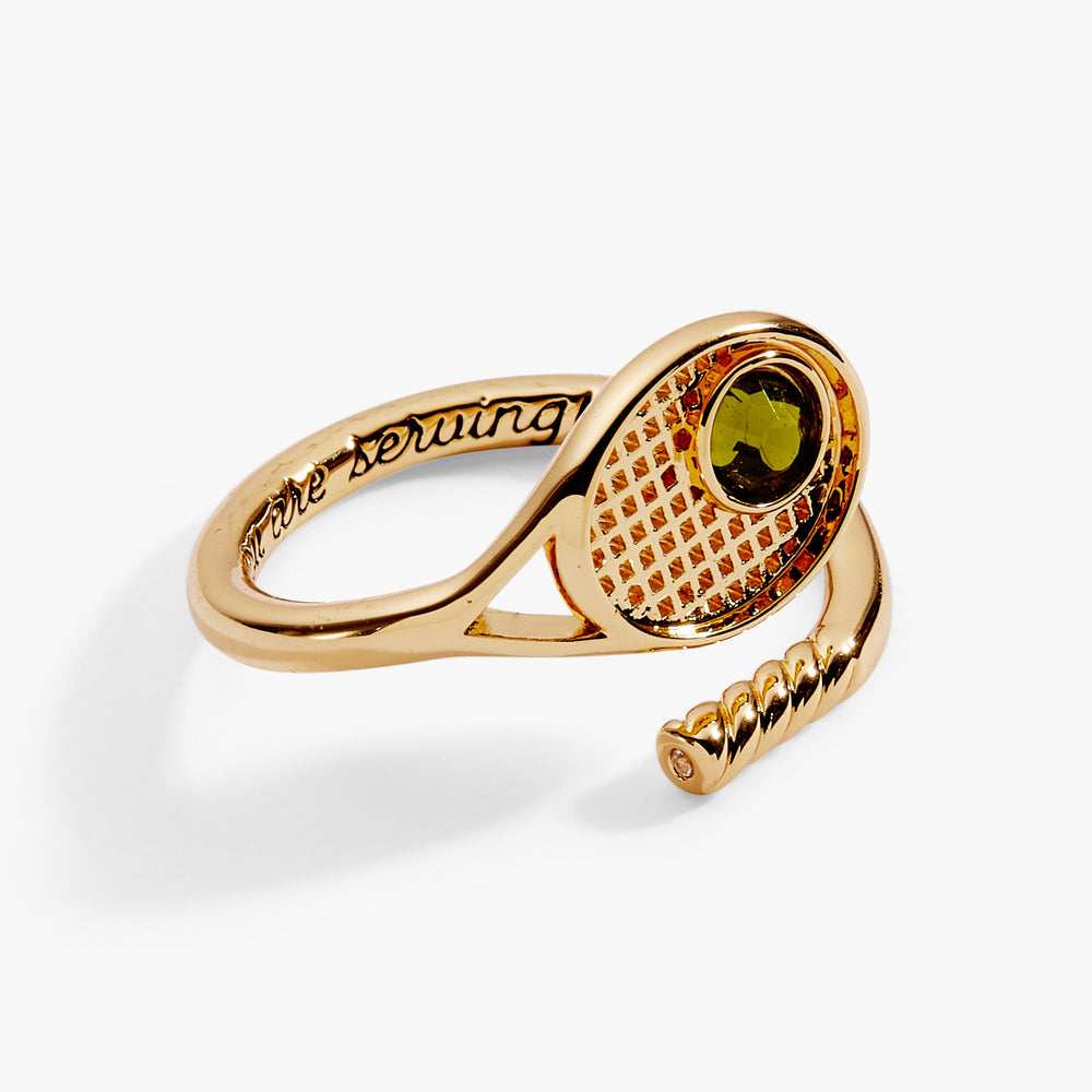Tennis Racket 'You Are Serving' Wrap Ring Gold | Alex and Ani