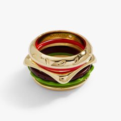 Hot Grill Summer Hamburger Stacking Ring Gold | Alex and Ani