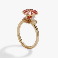 Carnival Carousel Bunny Spinner Ring Gold | Alex and Ani