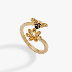 Bee & Daisy Wrap Ring Gold | Alex and Ani