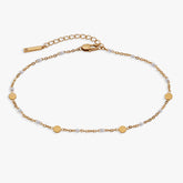White Enameled Chain Coin Station Anklet Stainless Steel Gold | Alex and Ani