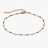 Black Enameled Chain Coin Station Anklet Stainless Steel Gold | Alex and Ani