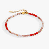 Coral Ombre Semi-Precious Beaded Anklet Stainless Steel Gold | Alex and Ani