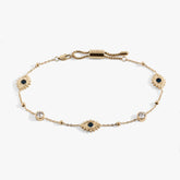 Evil Eye Crystal Anklet Stainless Steel Gold | Alex and Ani