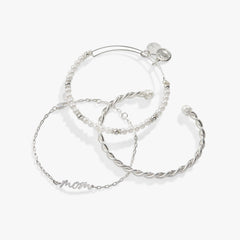 Mom' Script Bracelet, Set of 3 Silver | Alex and Ani