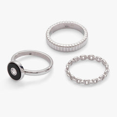 Black Onyx Textured Statement Ring Set Stainless Steel Gold | Alex and Ani