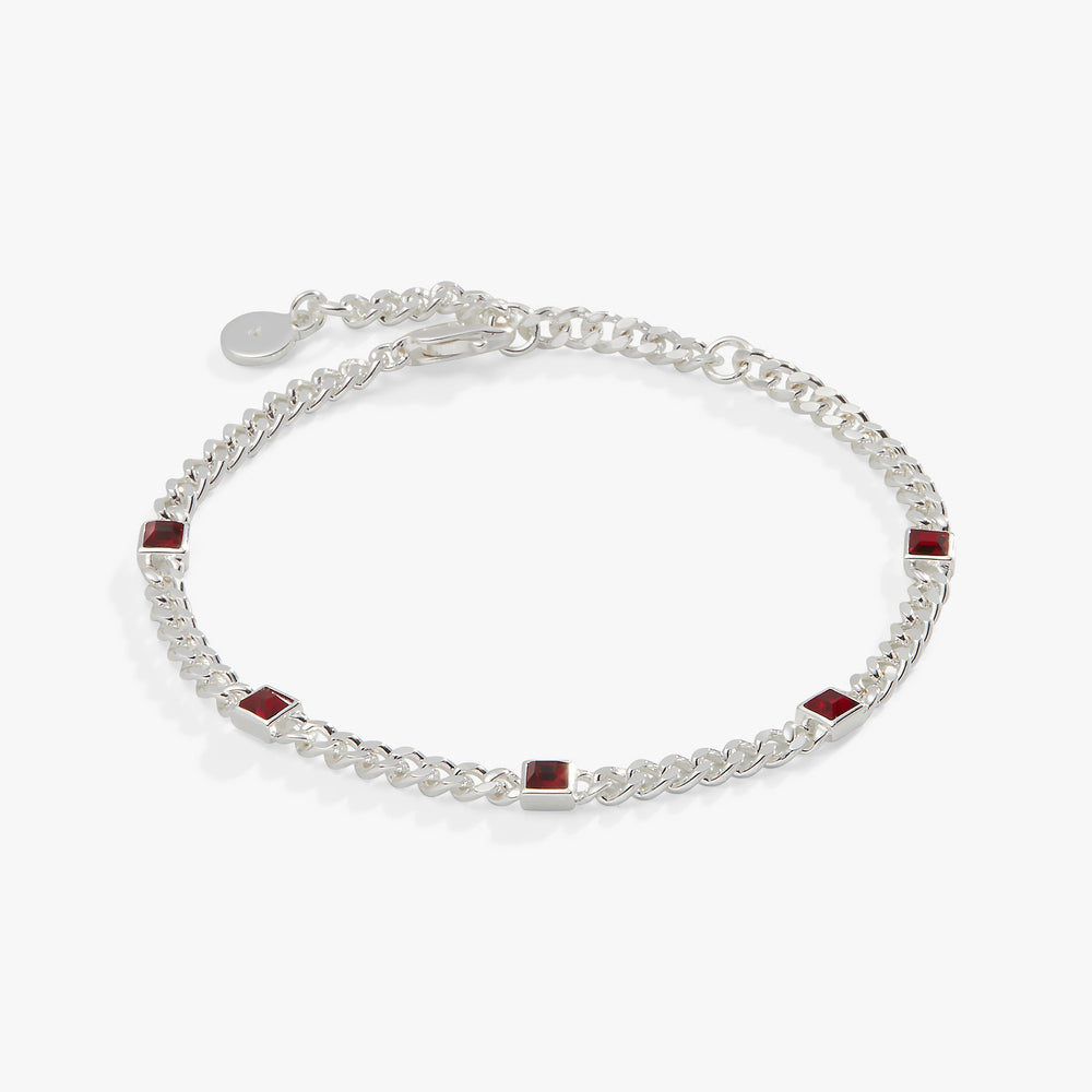Scarlet Curb Chain Bracelet, January Birthstone Gold | Alex and Ani