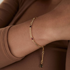 Scarlet Curb Chain Bracelet, January Birthstone Gold | Alex and Ani