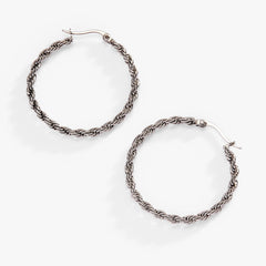 Frozen French Rope Chain Hoop Stainless Steel Gold | Alex and Ani