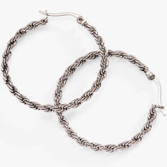 Frozen French Rope Chain Hoop Stainless Steel Gold | Alex and Ani