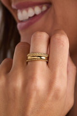 3 ring set-ball texture Stainless Steel Gold | Alex and Ani
