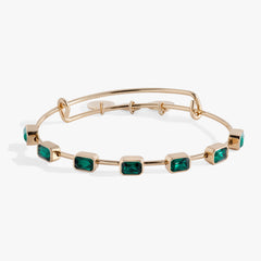 May Birthstone Emerald Cut Bangle Gold | Alex and Ani