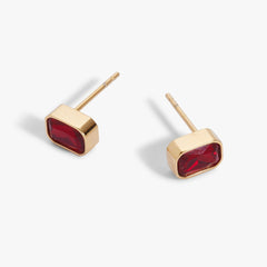 July Emerald-Cut Birthstone Stud Stainless Steel Gold | Alex and Ani