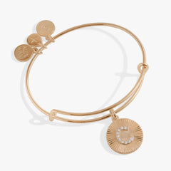 Pave Starburst Texture Initial Bangle C Gold | Alex and Ani