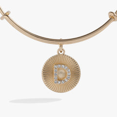 Pave Starburst Texture Initial Bangle D Gold | Alex and Ani