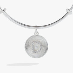 Pave Starburst Texture Initial Bangle D Gold | Alex and Ani