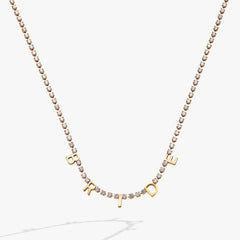 “Bride” Crystal Tennis Necklace – Dazzling Bridal Jewelry Gift Stainless Steel Gold | Alex and Ani