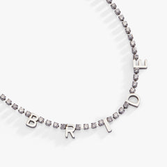 “Bride” Crystal Tennis Necklace – Dazzling Bridal Jewelry Gift Stainless Steel Gold | Alex and Ani