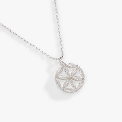 Faith and Family Rosette Pendant Necklace Silver | Alex and Ani