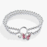 Breast Cancer Awareness Butterfly Stretch Bracelet Silver | Alex and Ani