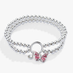 Breast Cancer Awareness Butterfly Stretch Bracelet Silver | Alex and Ani