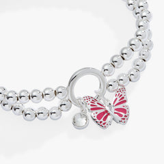 Breast Cancer Awareness Butterfly Stretch Bracelet Silver | Alex and Ani