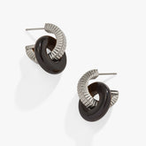 Black Onyx Textured Earrings Stainless Steel Silver | Alex and Ani