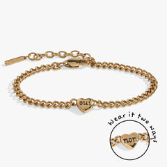 Oui/Non Heart Inline Bracelet Stainless Steel Gold | Alex and Ani