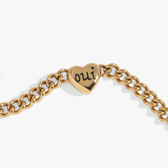 Oui/Non Heart Inline Bracelet Stainless Steel Gold | Alex and Ani
