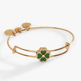 Four-Leaf Clover Slider Charm Bangle Gold | Alex and Ani