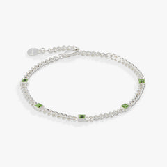 Peridot Curb Chain Bracelet, August Birthstone Silver | Alex and Ani