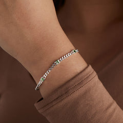 Peridot Curb Chain Bracelet, August Birthstone Silver | Alex and Ani