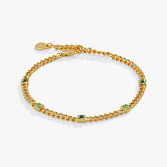 Peridot Curb Chain Bracelet, August Birthstone Silver | Alex and Ani
