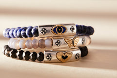 Antique Evil Eye Stretch Bracelet Two Tone | Alex and Ani