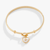 Pearl Heart + Crystal Charm Clip Bangle Gold | Alex and Ani