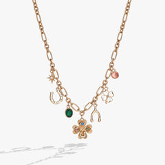 Lucky Four Lear Clover Charm Necklace Gold | Alex and Ani
