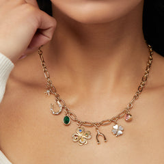 Lucky Four Lear Clover Charm Necklace Gold | Alex and Ani