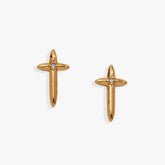 4:13 Cross Stud Earrings Gold | Alex and Ani