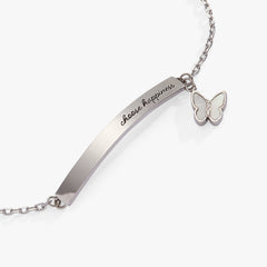 “Choose Happiness” Inline Bracelet Stainless Steel Silver | Alex and Ani