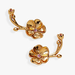 New York Botanical Garden Pansies Statement Earrings Gold | Alex and Ani