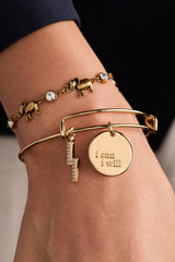 Elephant Crystal Bolo Bracelet Antique Gold | Alex and Ani